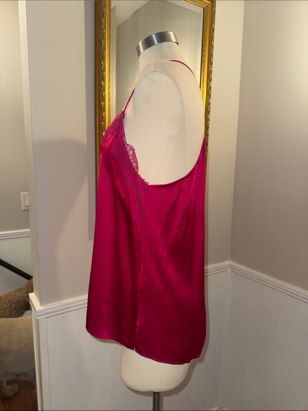 Cami NYC Satin Lace-Trim Camisole in Fuchsia. Size medium. EUC. - Picture 4 of 9